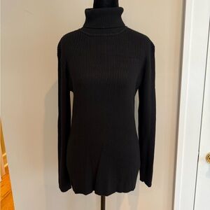 Cozy Versatile Boston Proper Black Ribbed Turtleneck Sweater Size L